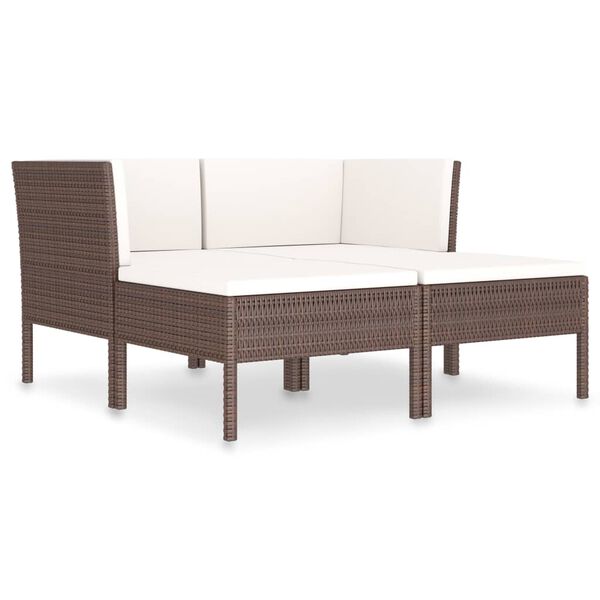 vidaXL 4 Piece Garden Lounge Set with Cushions Poly Rattan Brown