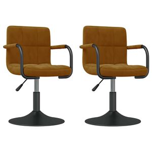 vidaXL Swivel Dining Chairs 2 pcs Brown Velvet