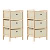 vidaXL Storage Rack | Set of 2 | Beige | Cedar wood and Polypropylene fabric