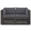 vidaXL 2-Seater Garden Sofa with Cushions Grey Impregnated Wood