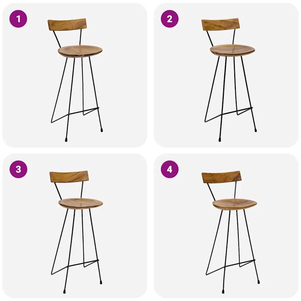 vidaXL Bar Stools 2 pcs Solid Teak Wood