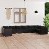 vidaXL 10 Piece Garden Lounge Set with Cushions Poly Rattan Black