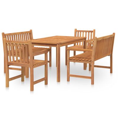 vidaXL 5 Piece Garden Dining Set Solid Wood Teak