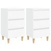 vidaXL Bed Cabinets with Solid Wood Legs 2 pcs White 40x35x69 cm