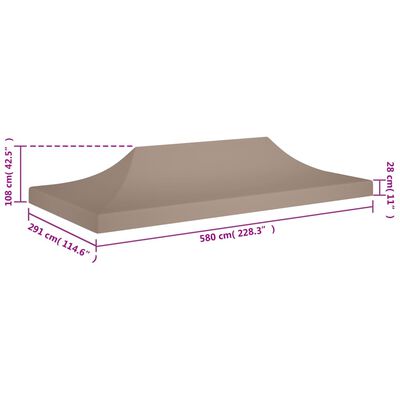 vidaXL Party Tent Roof 6x3 m Taupe 270 g/m²