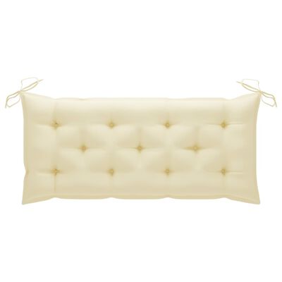 vidaXL Swing Bench with Cream White Cushion 120 cm Solid Teak Wood