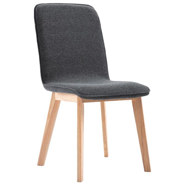 vidaXL Dining Chairs 4 pcs Grey Fabric and Solid Oak Wood