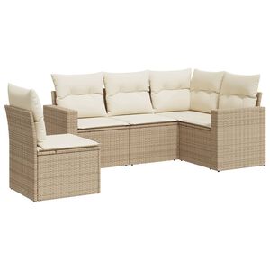 vidaXL 5 Piece Garden Sofa Set with Cushions Beige Poly Rattan
