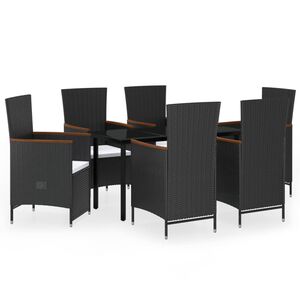 vidaXL Garden Dining Set | Black | PE rattan | Large | Adjustable Armrests