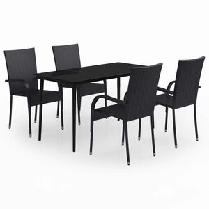 vidaXL 5 Piece Garden Dining Set Black