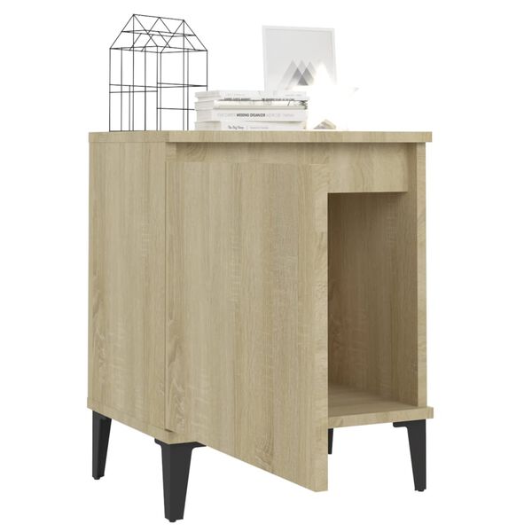 vidaXL Bed Cabinet with Metal Legs Sonoma Oak 40x30x50 cm