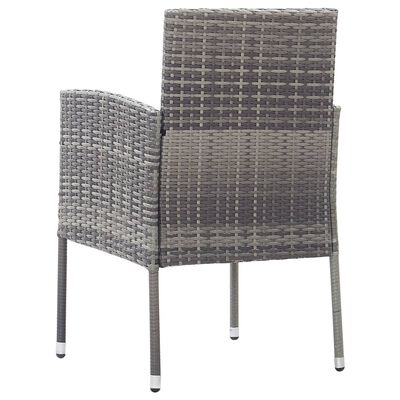 vidaXL Garden Chairs with Dark Grey Cushions 2 pcs Grey Poly Rattan