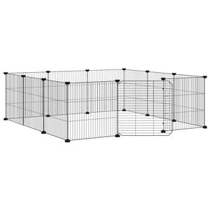 vidaXL 12-Panel Pet Cage with Door Black 35x35 cm Steel