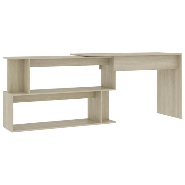 vidaXL Corner Desk Sonoma Oak 200x50x76 cm Engineered Wood