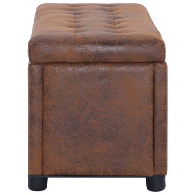 vidaXL Storage Ottoman 87.5 cm Brown Faux Suede Leather