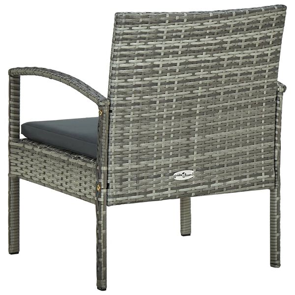 vidaXL Garden Chair with Cushion Poly Rattan Grey