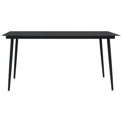 vidaXL Garden Dining Table Black 150x80x74 cm Steel and Glass