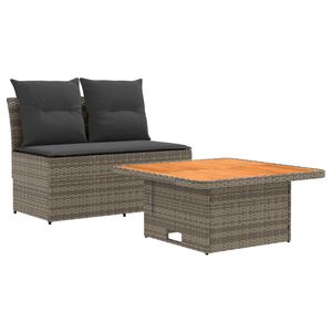 vidaXL 2 Piece Garden Middle Sofa with Lift-up Table Poly Rattan