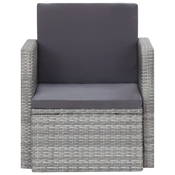 vidaXL Garden Chair with Cushions Poly Rattan Grey