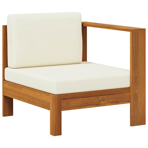 vidaXL Middle Sofa with 1 Armrest Cream White Solid Acacia Wood