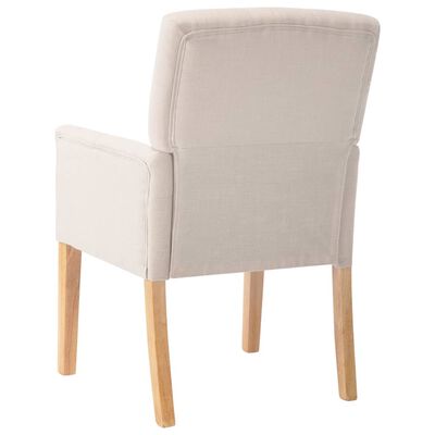 vidaXL Dining Chair with Armrests Beige Fabric