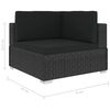 vidaXL 8 Piece Garden Lounge Set with Cushions Poly Rattan Black
