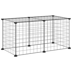 vidaXL 8-Panel Pet Cage Black 70x35x35 cm Steel