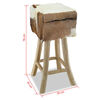 vidaXL Bar Stool Goatskin Leather and Solid Teak Wood