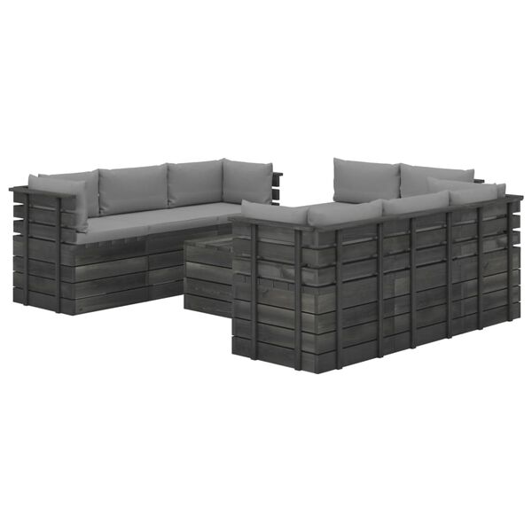 vidaXL 9 Piece Garden Pallet Lounge Set with Cushions Solid Pinewood