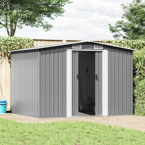vidaXL Garden Storage Shed Grey Metal 257x205x178 cm