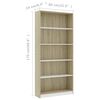 vidaXL 5-Tier Book Cabinet White and Sonoma Oak 80x24x175 cm Engineered Wood