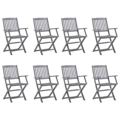 vidaXL Folding Outdoor Chairs 8 pcs with Cushions Solid Acacia Wood