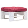 vidaXL Garden Pallet Ottoman with Red Cushion White Wood