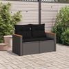 vidaXL Garden Sofa with Cushions 2-Seater Black Poly Rattan