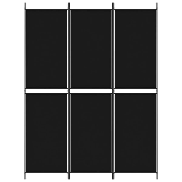 vidaXL 3-Panel Room Divider Black 150x200 cm Fabric