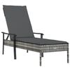 vidaXL Sun Loungers 2 pcs with Table and Cushions Grey Poly Rattan