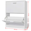 vidaXL White Wooden Shoe Cabinet with 2 Compartments