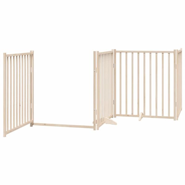 vidaXL Dog Gate with Door Foldable 4 Panels 320 cm Solid Wood Fir