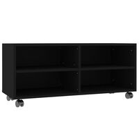 vidaXL TV Cabinet with Castors Black 90x35x35 cm Engineered Wood