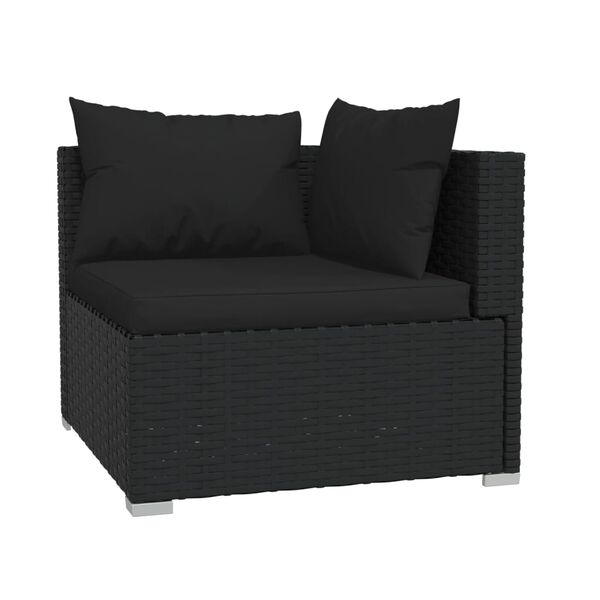 vidaXL 8 Piece Garden Lounge Set with Cushions Poly Rattan Black
