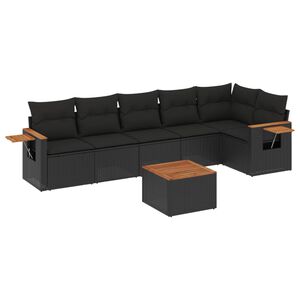 vidaXL Patio Sofa Set 6-Seaters Black