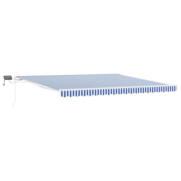 vidaXL Retractable Awning Manual Blue and White 500 x 300 cm