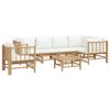 vidaXL 7 Piece Garden Lounge Set with Cream White Cushions Bamboo
