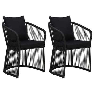 vidaXL Garden Chairs 2 pcs with Cushions and Pillows PVC Rattan Black