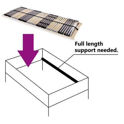 vidaXL Slatted Bed Base without Mattress with 42 Slats 7 Zones 80x200 cm