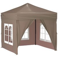 vidaXL Folding Party Tent with Sidewalls Taupe 2x2 m