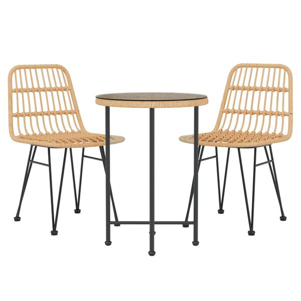 vidaXL 3 Piece Garden Dining Set Poly Rattan