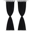 vidaXL 2 pcs Black Micro-Satin Curtains with Loops 140 x 225 cm