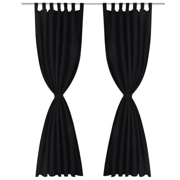 vidaXL 2 pcs Black Micro-Satin Curtains with Loops 140 x 225 cm