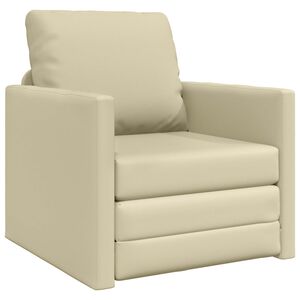 vidaXL Floor Sofa Bed 2-in-1 Cream 112x174x55 cm Faux Leather